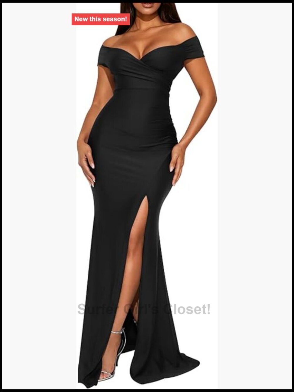 Sleeveless V Neck High Split Mermaid Maxi Dress 90% Polyester 10% Spandex